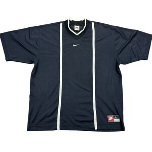 Vintage Nike Jersey Men's‎ Large Black Blank Soccer Striped Short Sleeve